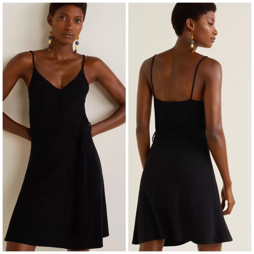 Mango Basic Women’s Fit‎ & Flare Belted Knit Dress Size 8 *NO MATERIAL TAG*